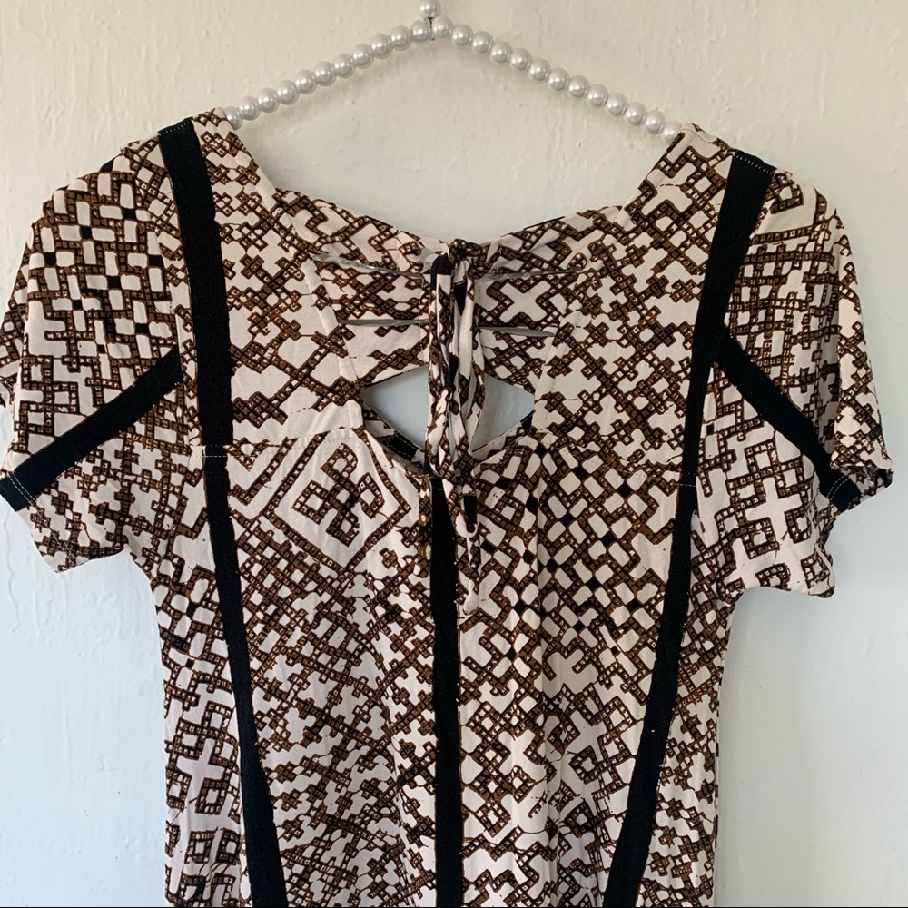 Anthropologie Bel Kazan Geometric Neutral Motif Dress - Picture 5 of 10